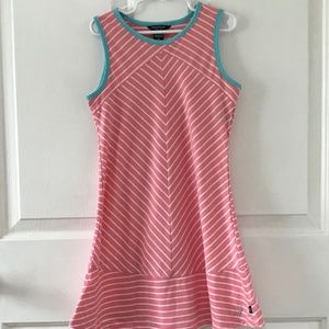 Nautica coral pink and white Striped Tank Sundress Girls Size 8